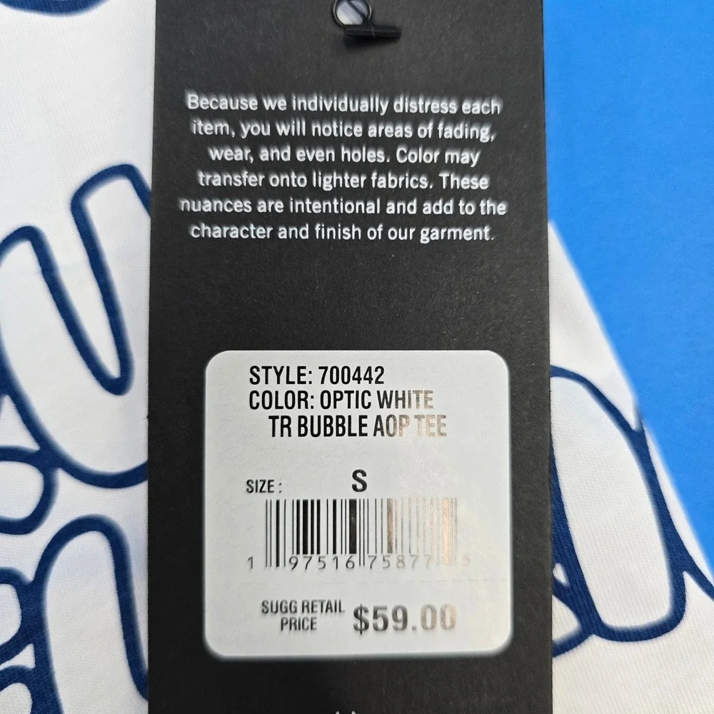 True Religion AOP Bubble Tee Buddha Print White Navy‎ Streetwear Small